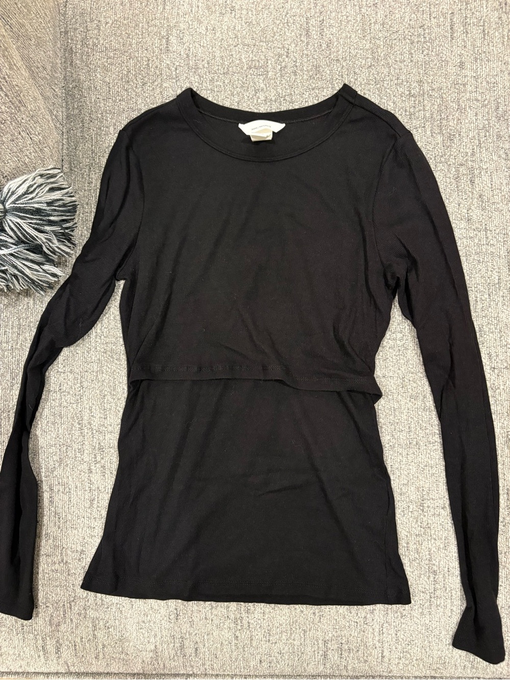 H&M Black Layered Long-Sleeve Nursing Top